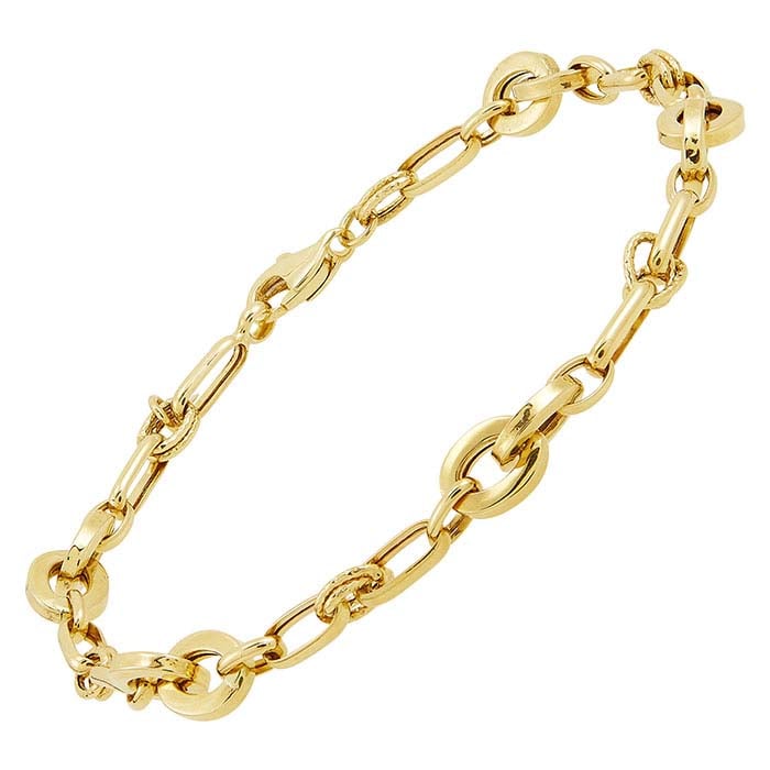 14K Gult Guld Oval Länkarmband