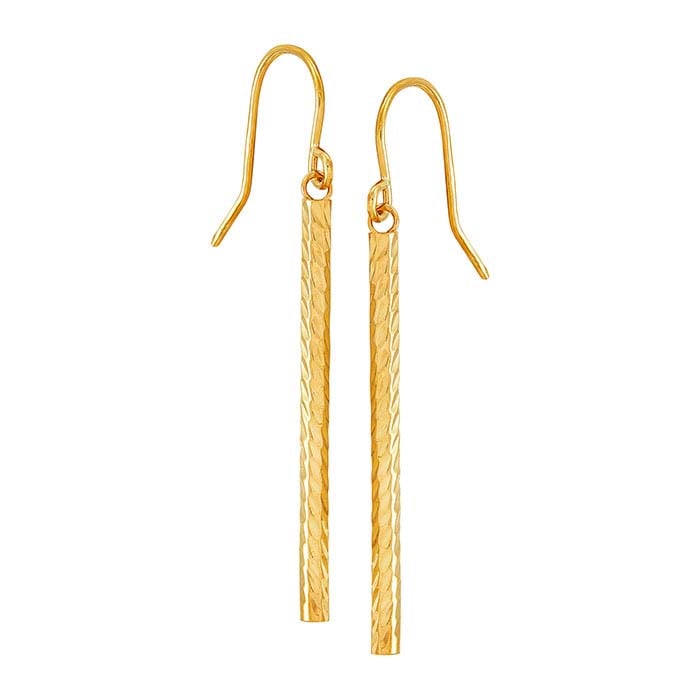 14K Geltono Aukso Tekstūruoti Juostos Auskarai