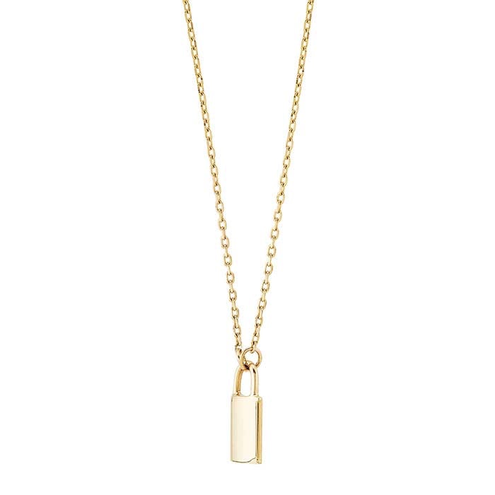 Halskette mit Schloss-Anhänger aus 14 Karat Gelbgold