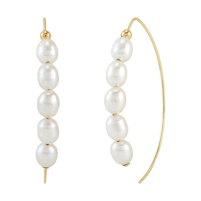 10K Yellow Gold Freshwater Pearl Drop Earrings