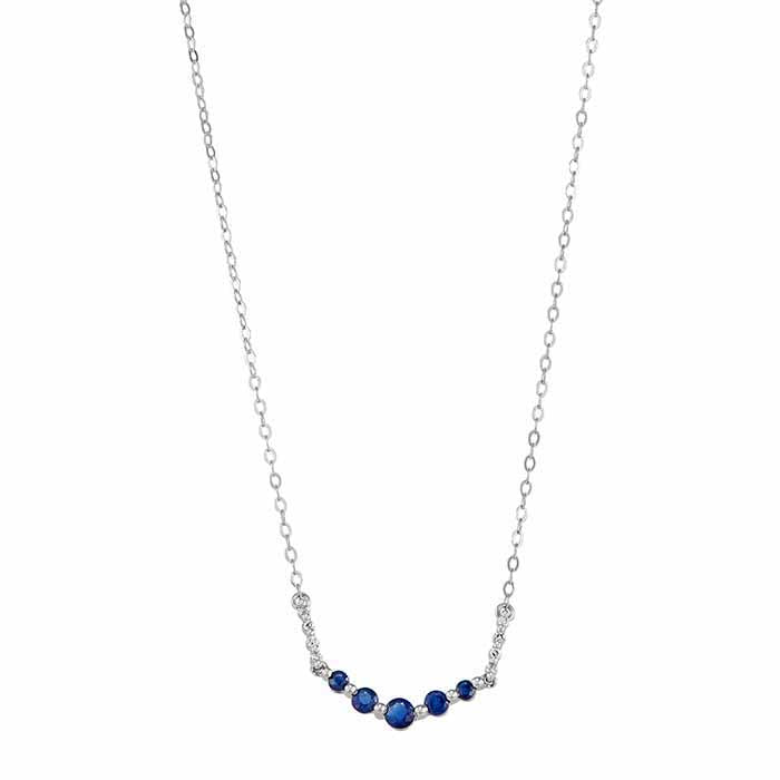 10K White Gold Sapphire- & Diamond-Set Necklace