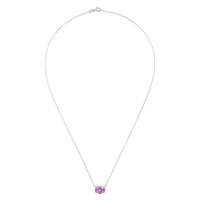 10K White Gold Lab-Grown Pink Sapphire-Set Necklace