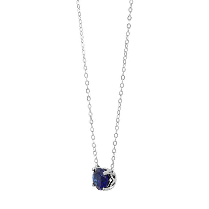 10K White Gold Lab-Grown Sapphire-Set Necklace