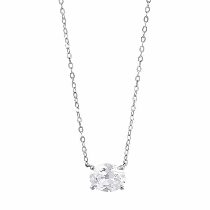 10K White Gold Lab-Grown White Sapphire-Set Necklace