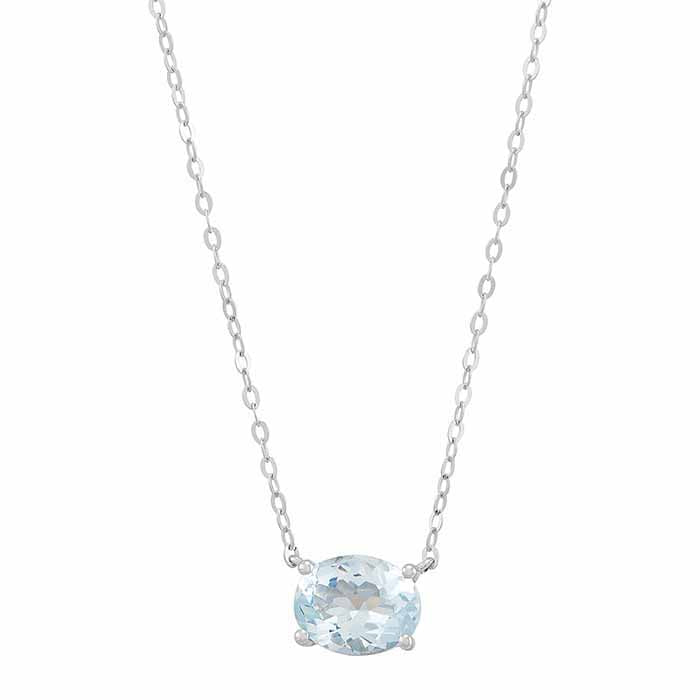 10K White Gold Aquamarine-Set Necklace