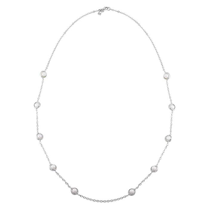 Sterling Silver Freshwater Pearl Knotted Station Necklace