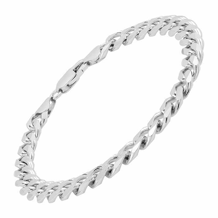 Sterling sølv 7,8 mm flad curb-kæde armbånd