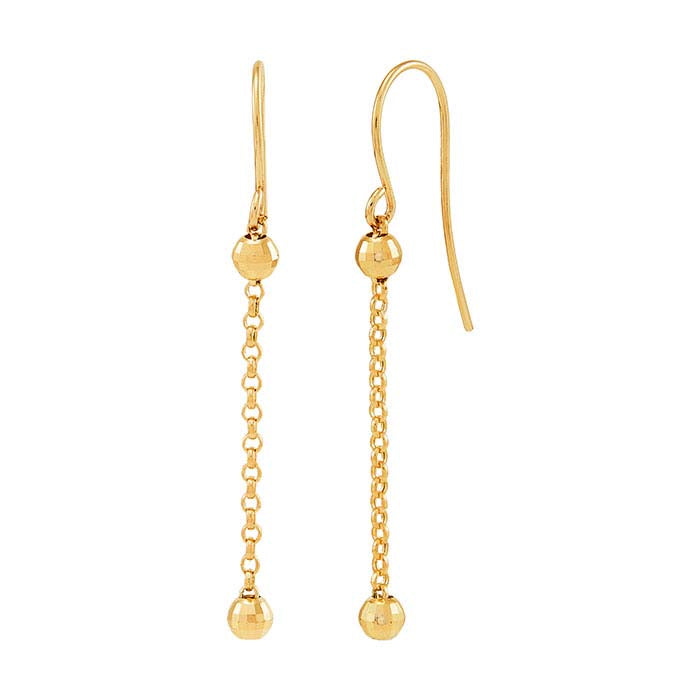 10K Gelbgold Perlen-Tropfen-Ohrringe