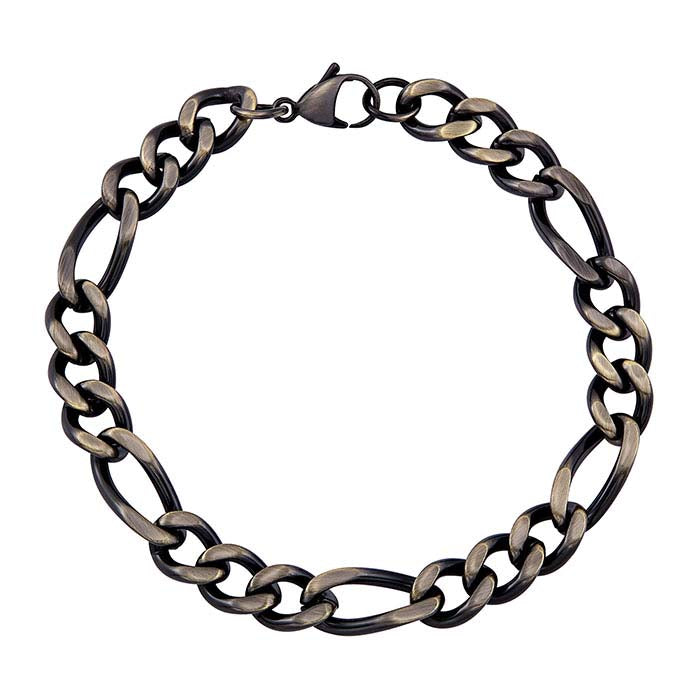 Sort rustfrit stål 8,5 mm Figaro kæde armbånd