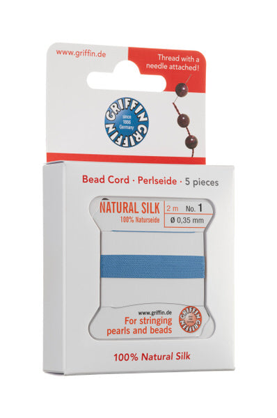 Griffin™ Bead Cord Nº 12 – 0.98 mm | Pack of 5 | Natural Silk, NylonPower | Multiple Colors | With Needle