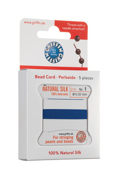 Griffin™ Bead Cord Nº 12 – 0.98 mm | Pack of 5 | Natural Silk, NylonPower | Multiple Colors | With Needle