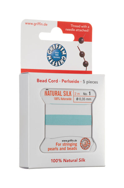 Griffin™ Bead Cord Nº 12 – 0.98 mm | Pack of 5 | Natural Silk, NylonPower | Multiple Colors | With Needle