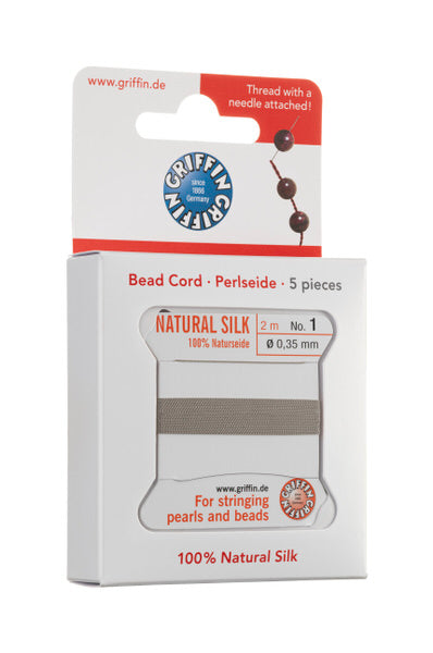 Griffin™ Bead Cord Nº 12 – 0.98 mm | Pack of 5 | Natural Silk, NylonPower | Multiple Colors | With Needle