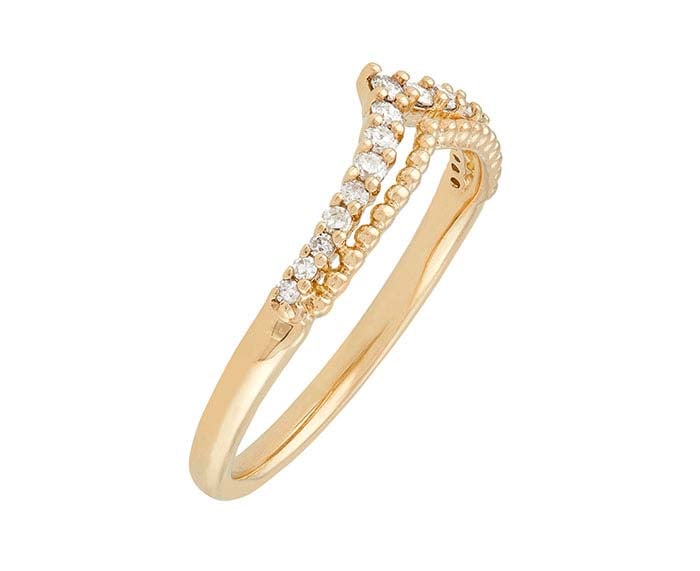 14K Yellow Gold Diamond-Set Chevron Ring