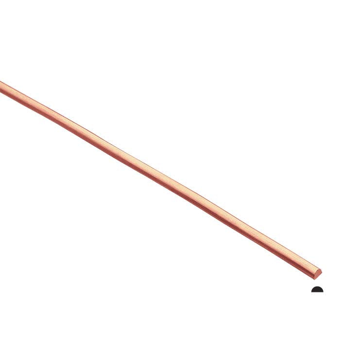 14/20 Rose Gold-Filled Half-Round Wire, 1.29mm, Dead-Soft