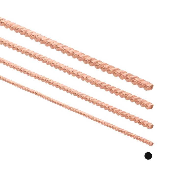 14/20 Rose Gold-Filled Round Twist-Pattern Wire, 2.59mm, Dead-Soft