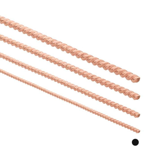 14/20 Rose Gold-Filled Round Twist-Pattern Wire, 2.59mm, Dead-Soft