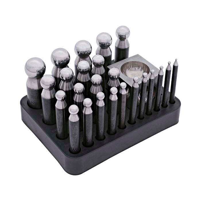 24-teiliger Dapping-Durchschlagsatz aus Stahl mit Block