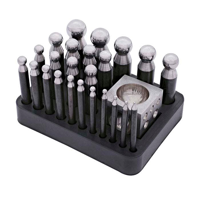 24-teiliger Dapping-Durchschlagsatz aus Stahl mit Block