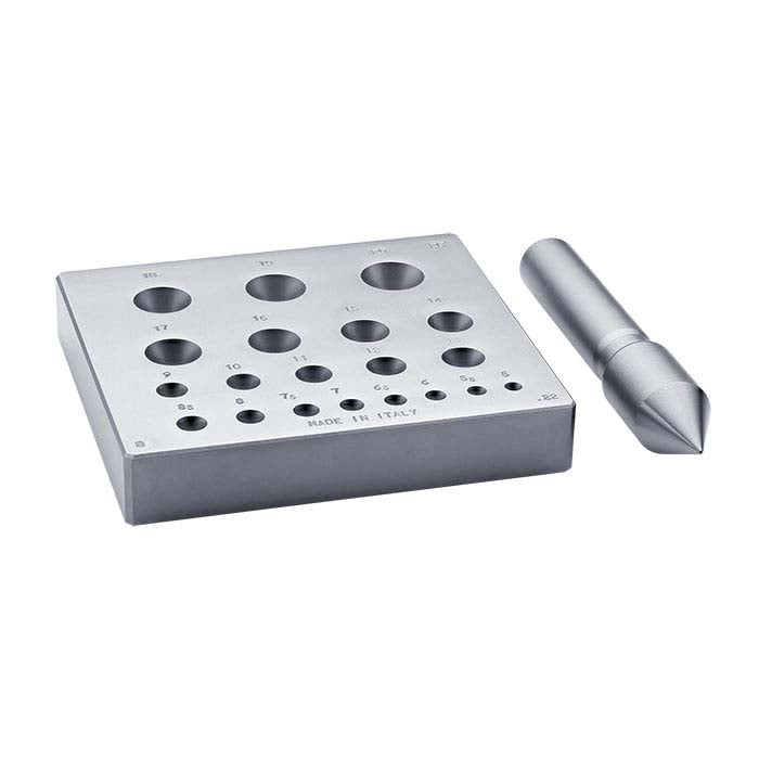 Rund block för infattningsformning med stans