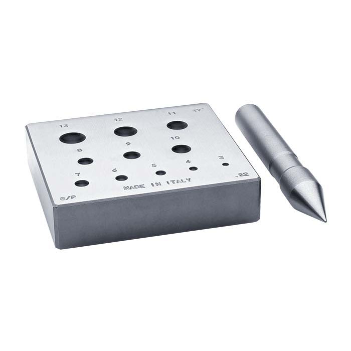 Rund block för infattningsformning med stans