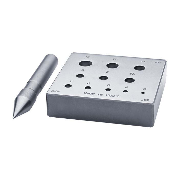 Rund block för infattningsformning med stans