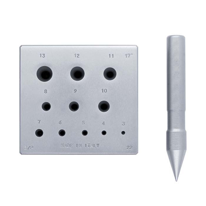 Rund block för infattningsformning med stans