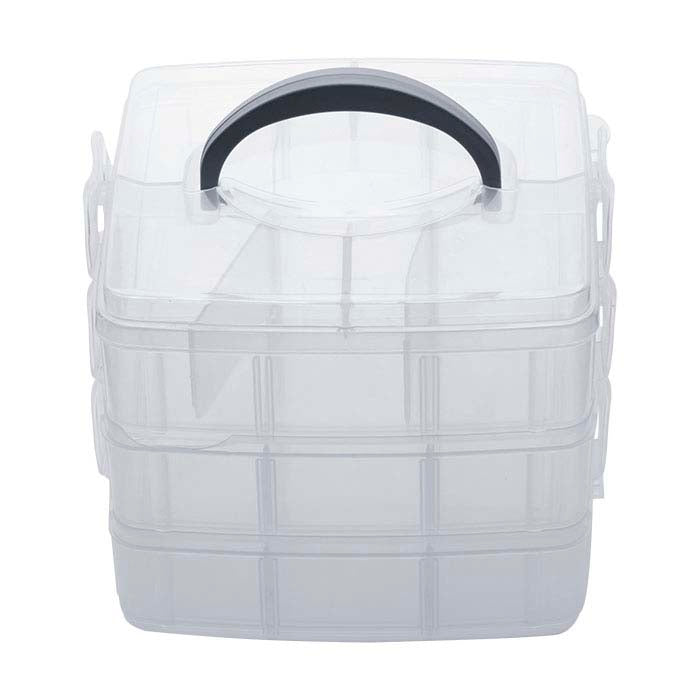 Boîte d'organisateur empilée à trois niveaux en plastique avec 18 compartiments