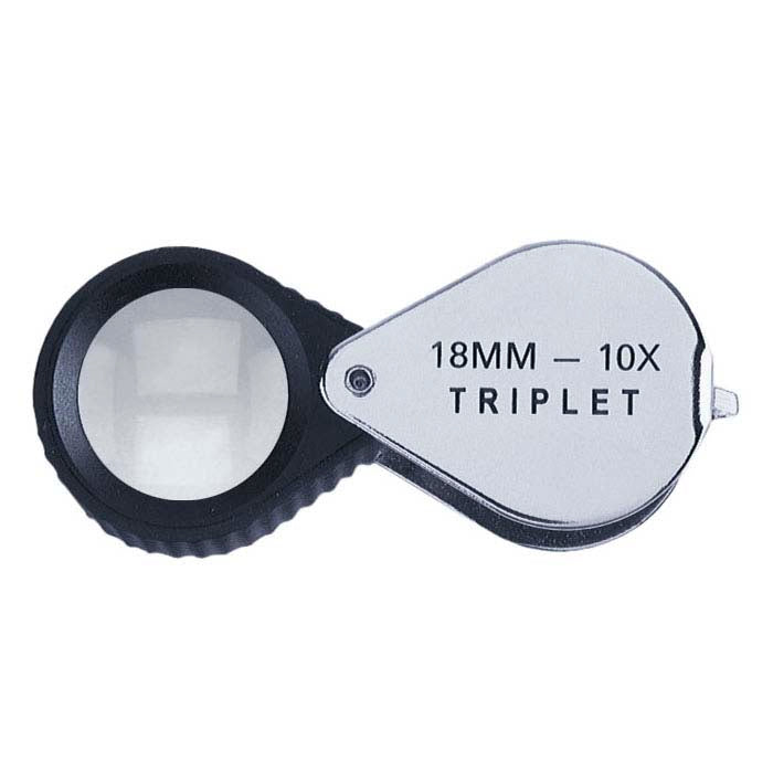 10X Triplet Loupe, Black and Chrome