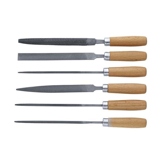 סט פצירות מחט עם ידיות עץ, סט של 6