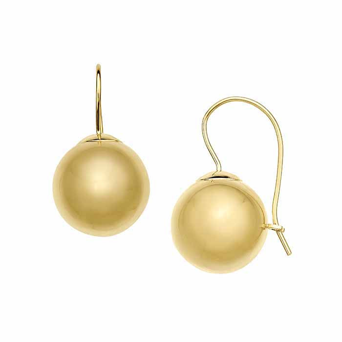 أقراط من الذهب الأصفر عيار 14 قيراط مع قطرة مزينة بالخرز