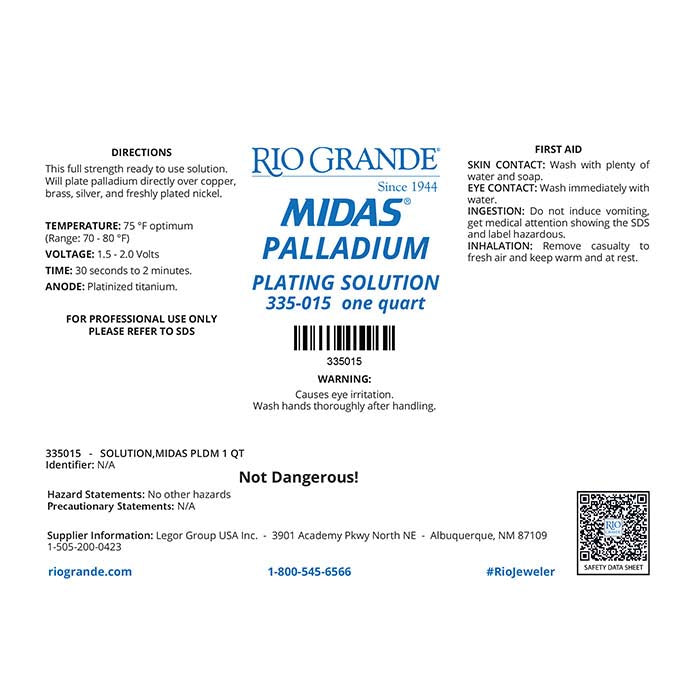 Midas® Palladium Plating Solution, Acid-Based