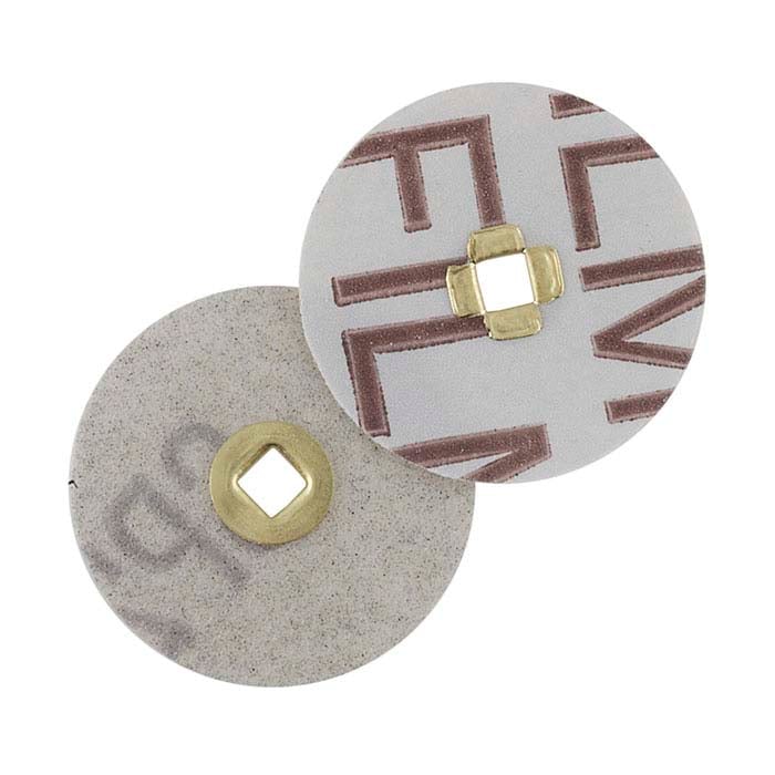 E.C. Moore Magnum Messing-Senter Snap-On Snap-Off Plastbelagt Aluminiumoksid Slipeskive, 150-korn