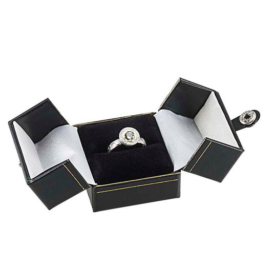 Faux Leather Snap-Tab Ring Gift Box