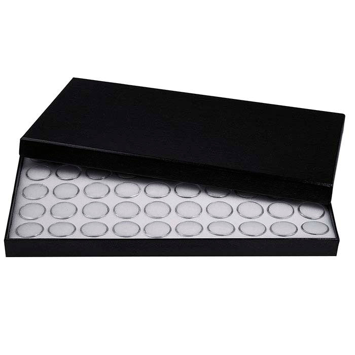 Black Paper-Covered Full-Size Gem Tray with Lid