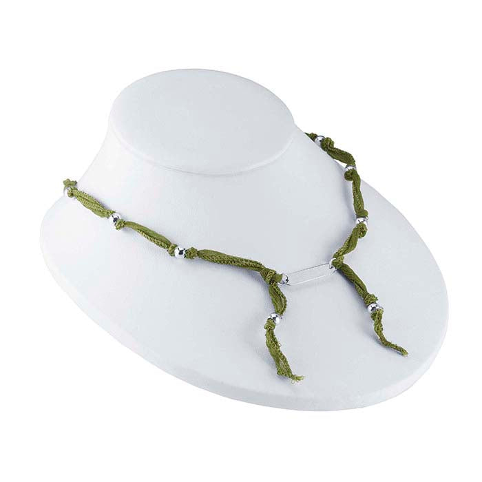 White Vienna Faux Leather Double-Easel Necklace Bust Display