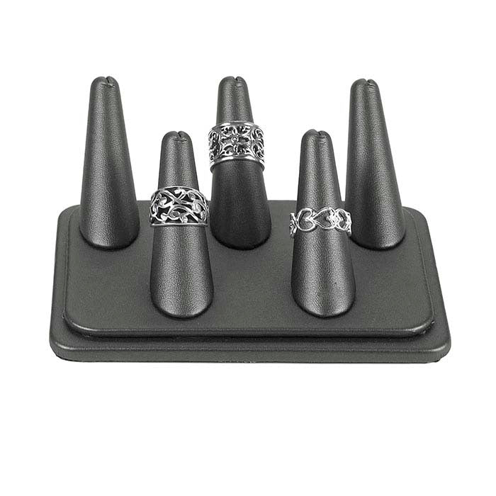 Espositore per cinque anelli Pretty Fingers™ in similpelle Vienna acciaio