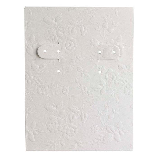 White Floral-Embossed Paper-Covered Earring Card