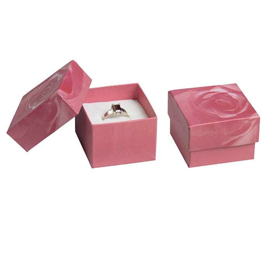Roze roos papieren ring cadeauverpakking