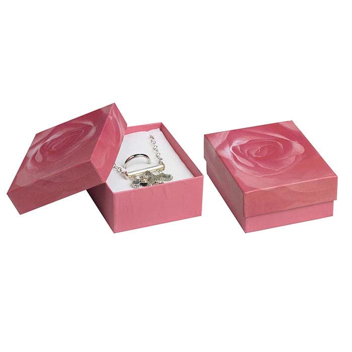 Pink Rose Paper-Covered Pendant or Ring Gift Box
