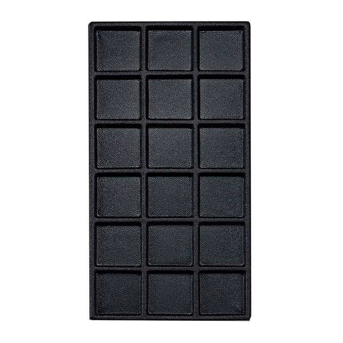 Insert de plateau en plastique texturé noir à 18 compartiments