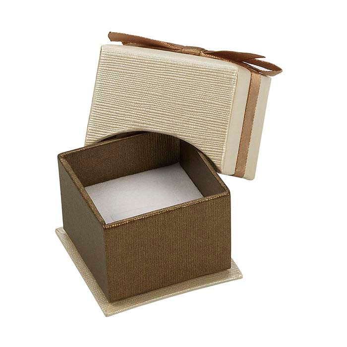 Ribbon-Wrapped Linen Paper Ring Gift Box