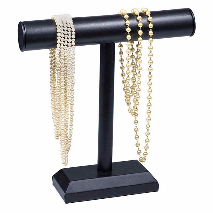 Sort halskædeudstilling i kunstlæder