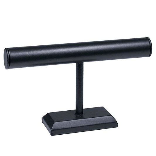 Black Faux Leather Bar Bracelet Display
