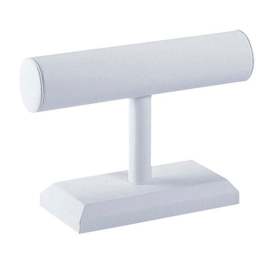 White Faux Leather Bar Bracelet Display