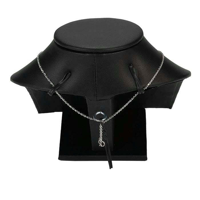 Black Faux Leather Necklace Bust Display