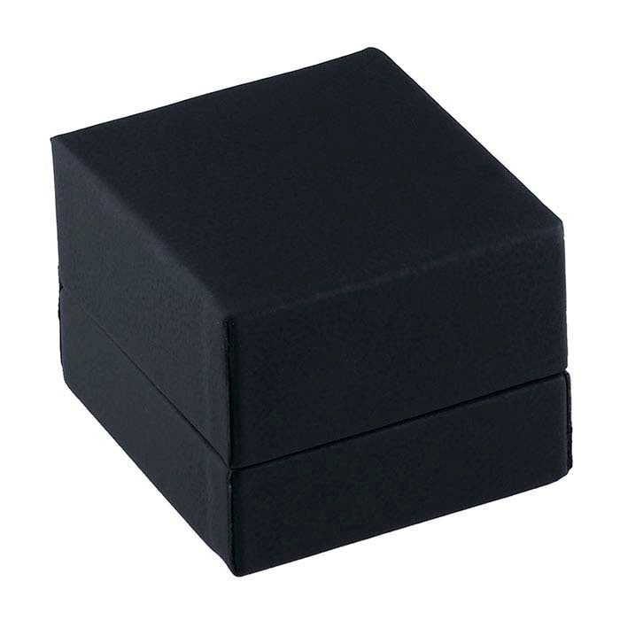 صندوق هدية خاتم مجموعة منتصف الليل من الجلد الأسود الصناعي