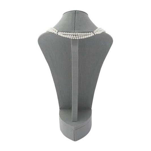 عرض صدري طويل للقلائد من الكتان الفضي