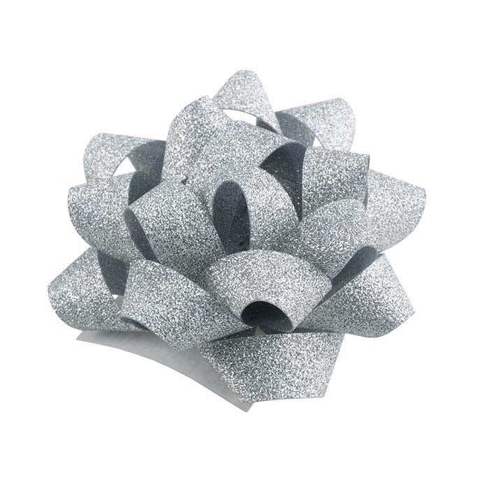 ورق فضي لامع صغير 34.92 مم على شكل نجمة مع فيونكة