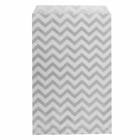 Silver Chevron Print Paper W x H Merchandise Bag